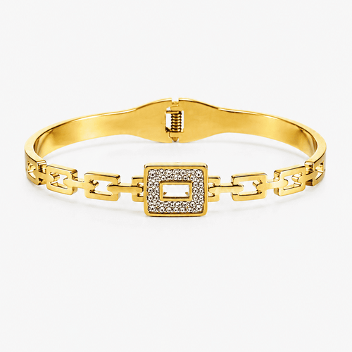 Celeste Square Glow Bracelet | 316 Stainless Steel Anti Tarnish Waterproof Korean Western Gold Bracelet for Girls & Women