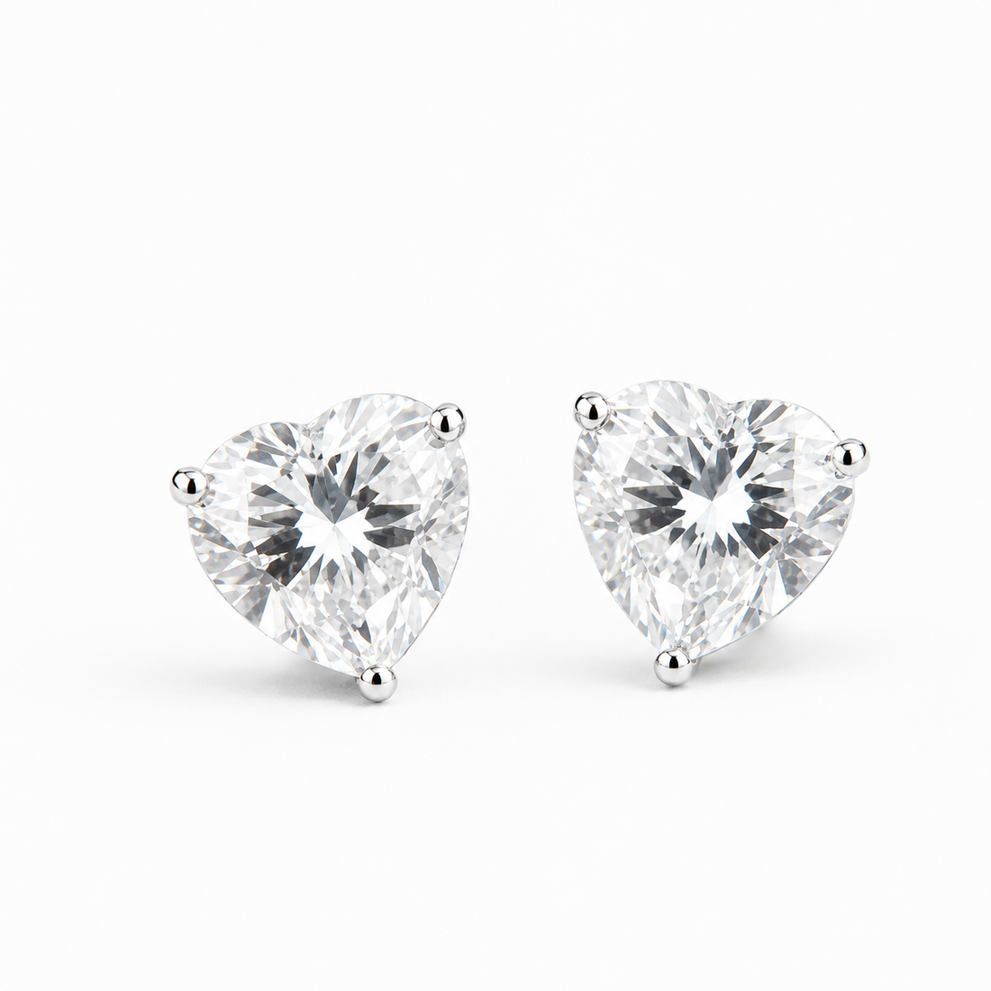 Anti Tarnish Waterproof Heart Cut American Diamond Stud Earrings for Women | Elegant CZ Solitaire Earrings | Daily Wear Jewellery Earrings for Women & Girls - Korean Western Trending Jewellery, 6 Month Guarantee