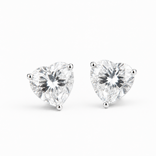 Anti Tarnish Waterproof Heart Cut American Diamond Stud Earrings for Women | Elegant CZ Solitaire Earrings | Daily Wear Jewellery Earrings for Women & Girls - Korean Western Trending Jewellery, 6 Month Guarantee
