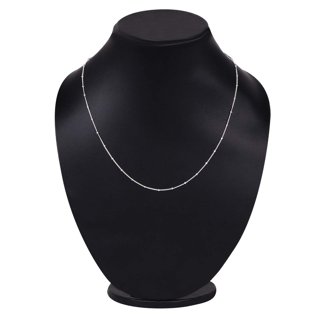 20-Inch Sterling Silver Beaded Chain Necklace for Women and Girls