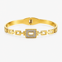 Celeste Square Glow Bracelet | 316 Stainless Steel Anti Tarnish Waterproof Korean Western Gold Bracelet for Girls & Women