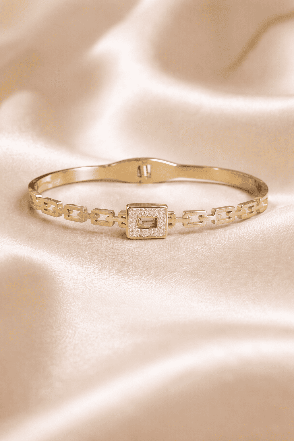 Celeste Square Glow Bracelet | 316 Stainless Steel Anti Tarnish Waterproof Korean Western Gold Bracelet for Girls & Women