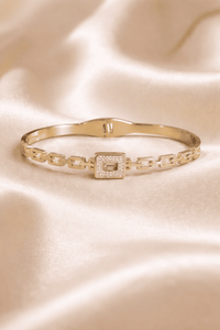 Celeste Square Glow Bracelet | 316 Stainless Steel Anti Tarnish Waterproof Korean Western Gold Bracelet for Girls & Women