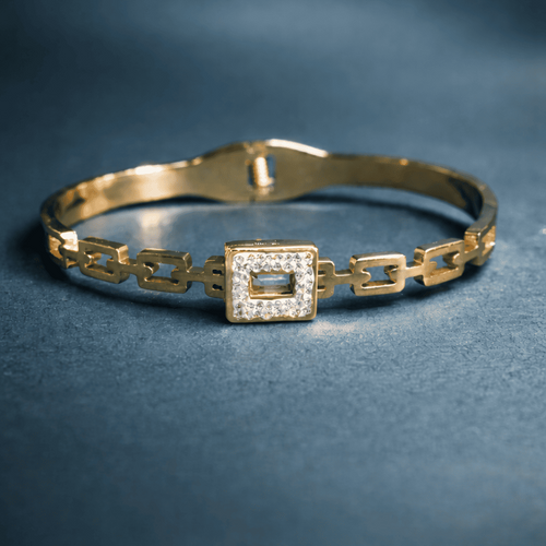 Celeste Square Glow Bracelet | 316 Stainless Steel Anti Tarnish Waterproof Korean Western Gold Bracelet for Girls & Women