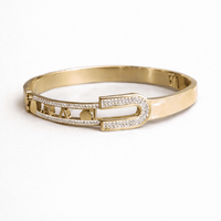 Celestia Luxe Crystal Buckle Bracelet – 316 Stainless Steel Anti-Tarnish Waterproof Korean Western Gold Bracelet for Girls & Women