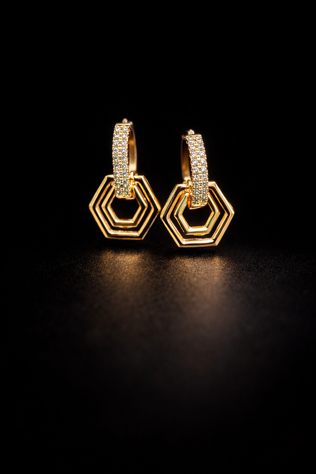 Anti Tarnish Waterproof Anti Tarnish Waterproof Hexagon Hoop Earrings for Women | Gold Plated Korean Geometric CZ Earrings | Trendy Daily Wear Jewellery Earrings for Women & Girls - Korean Western Trending Jewellery, 6 Month Guarantee