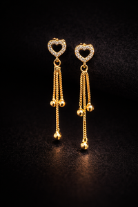 Anti Tarnish Waterproof Anti Tarnish Waterproof Heart Drop Earrings for Women | Gold Plated Korean Tassel Earrings | Premium Daily Wear Jewellery Earrings for Women & Girls - Korean Western Trending Jewellery, 6 Month Guarantee