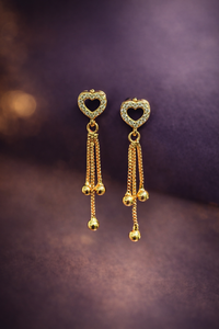 Anti Tarnish Waterproof Anti Tarnish Waterproof Heart Drop Earrings for Women | Gold Plated Korean Tassel Earrings | Premium Daily Wear Jewellery Earrings for Women & Girls - Korean Western Trending Jewellery, 6 Month Guarantee