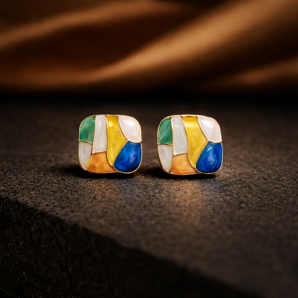 Anti Tarnish Waterproof Classic Blue Cushion Cut Crystal Stud Earrings | American Diamond Fashion Jewellery for Women Earrings for Women & Girls - Korean Western Trending Jewellery, 6 Month Guarantee