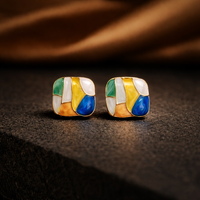 Anti Tarnish Waterproof Classic Blue Cushion Cut Crystal Stud Earrings | American Diamond Fashion Jewellery for Women Earrings for Women & Girls - Korean Western Trending Jewellery, 6 Month Guarantee