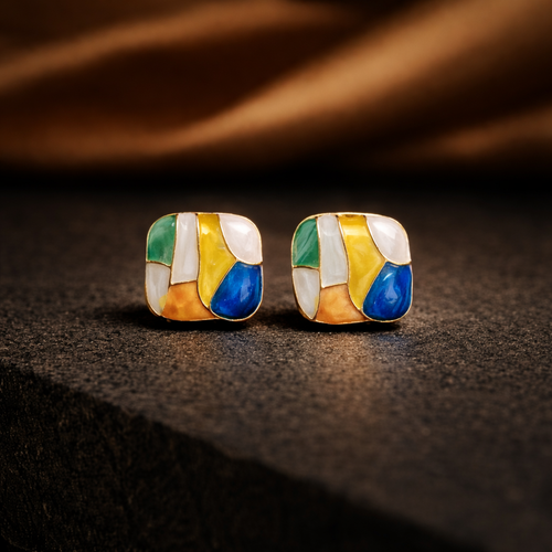 Anti Tarnish Waterproof Classic Blue Cushion Cut Crystal Stud Earrings | American Diamond Fashion Jewellery for Women Earrings for Women & Girls - Korean Western Trending Jewellery, 6 Month Guarantee