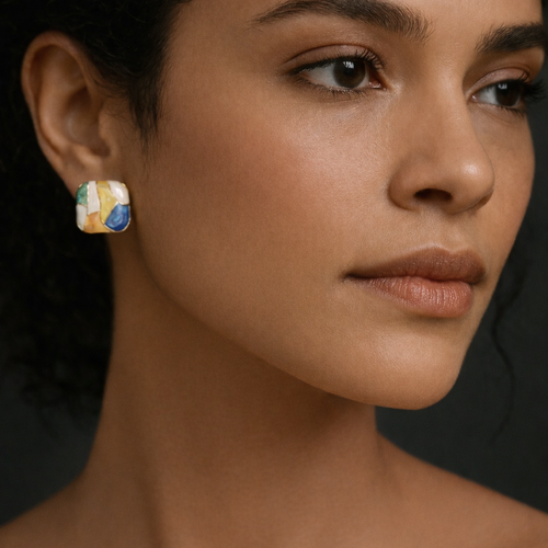 Anti Tarnish Waterproof Classic Blue Cushion Cut Crystal Stud Earrings | American Diamond Fashion Jewellery for Women Earrings for Women & Girls - Korean Western Trending Jewellery, 6 Month Guarantee