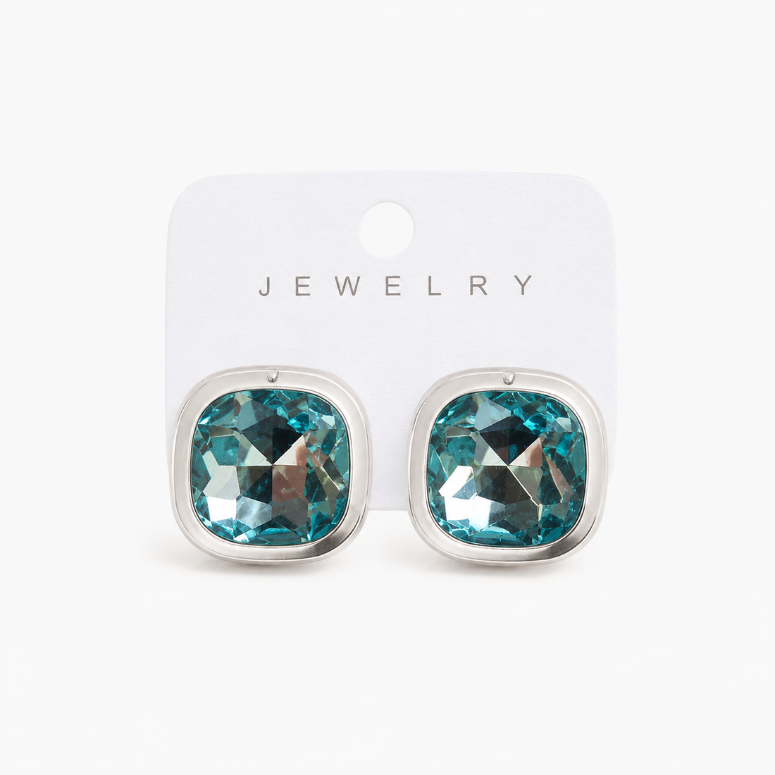 Anti Tarnish Waterproof Classic Blue Cushion Cut Crystal Stud Earrings | American Diamond Fashion Jewellery for Women Earrings for Women & Girls - Korean Western Trending Jewellery, 6 Month Guarantee