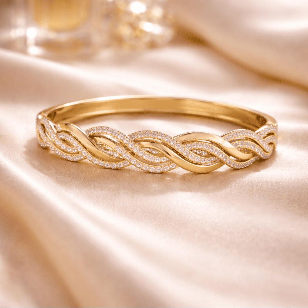 Golden Weave Luxe Anti-Tarnish Korean Bracelet for Women and Girls | 316 Stainless Steel | 6-Month Warranty