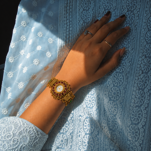 Suvarnex Kashmiri Heritage Watch for Women – Indian Vintage Heritage Watch with Kashmiri Bracelet Design | Elegant Traditional Gift Watch
