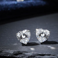 Anti Tarnish Waterproof Heart Cut American Diamond Stud Earrings for Women | Elegant CZ Solitaire Earrings | Daily Wear Jewellery Earrings for Women & Girls - Korean Western Trending Jewellery, 6 Month Guarantee
