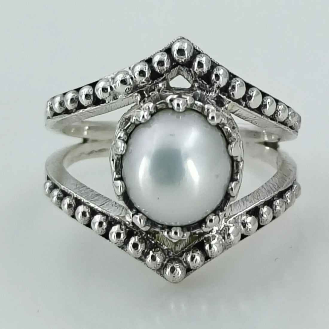 Navya Craft Freshwater Pearl 925 Sterling Silver Handmade Women Statement Ring boho June Birthstone Jewelry Sizes 4 to 13 Christmas Anniversary Birthday Valentine Day Gift wife her mother