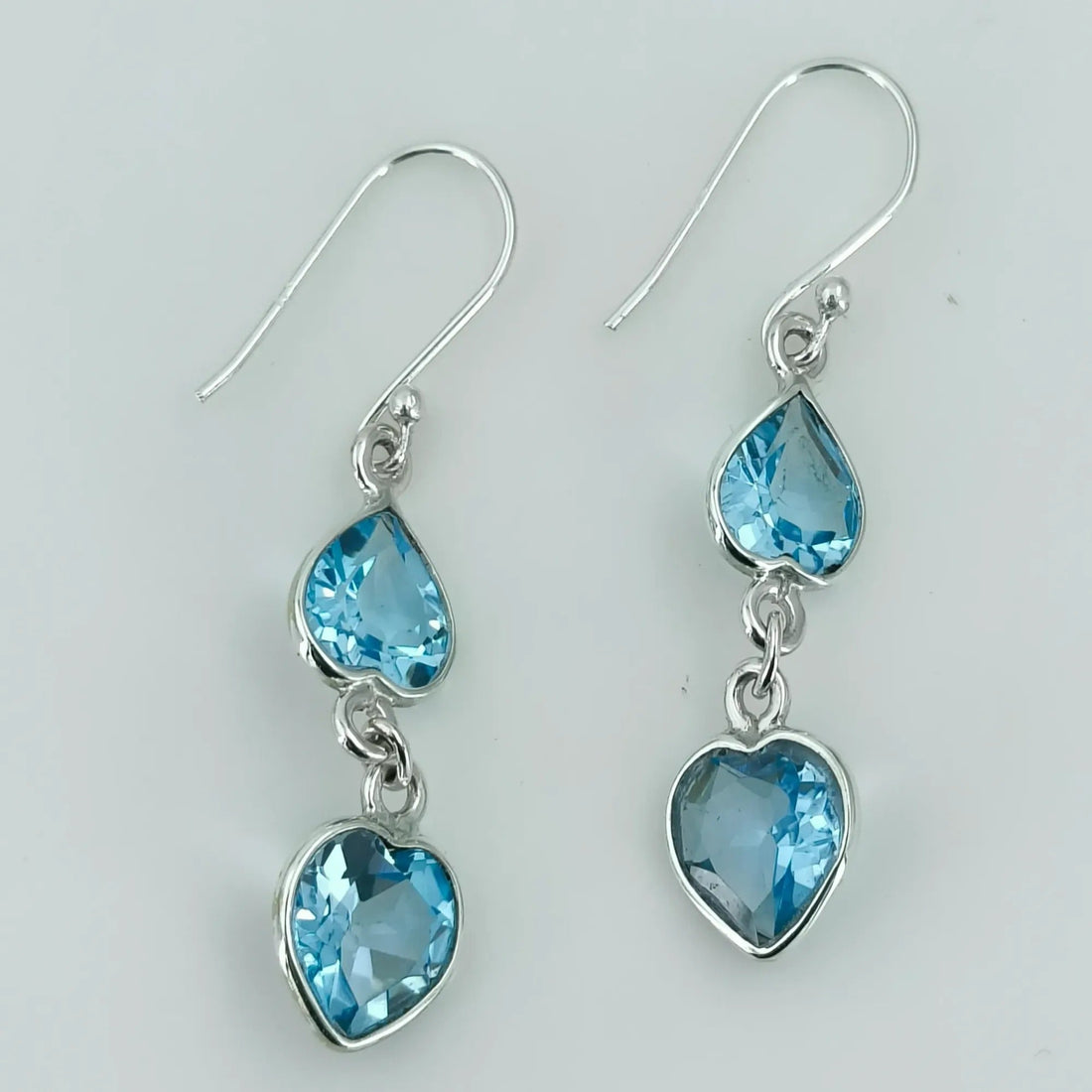 Navya Craft 925 Solid Sterling Silver Blue Topaz heart shape Handmade Women earrings Christmas Anniversary Birthday Valentine Day Gift wife her mother sister best friend