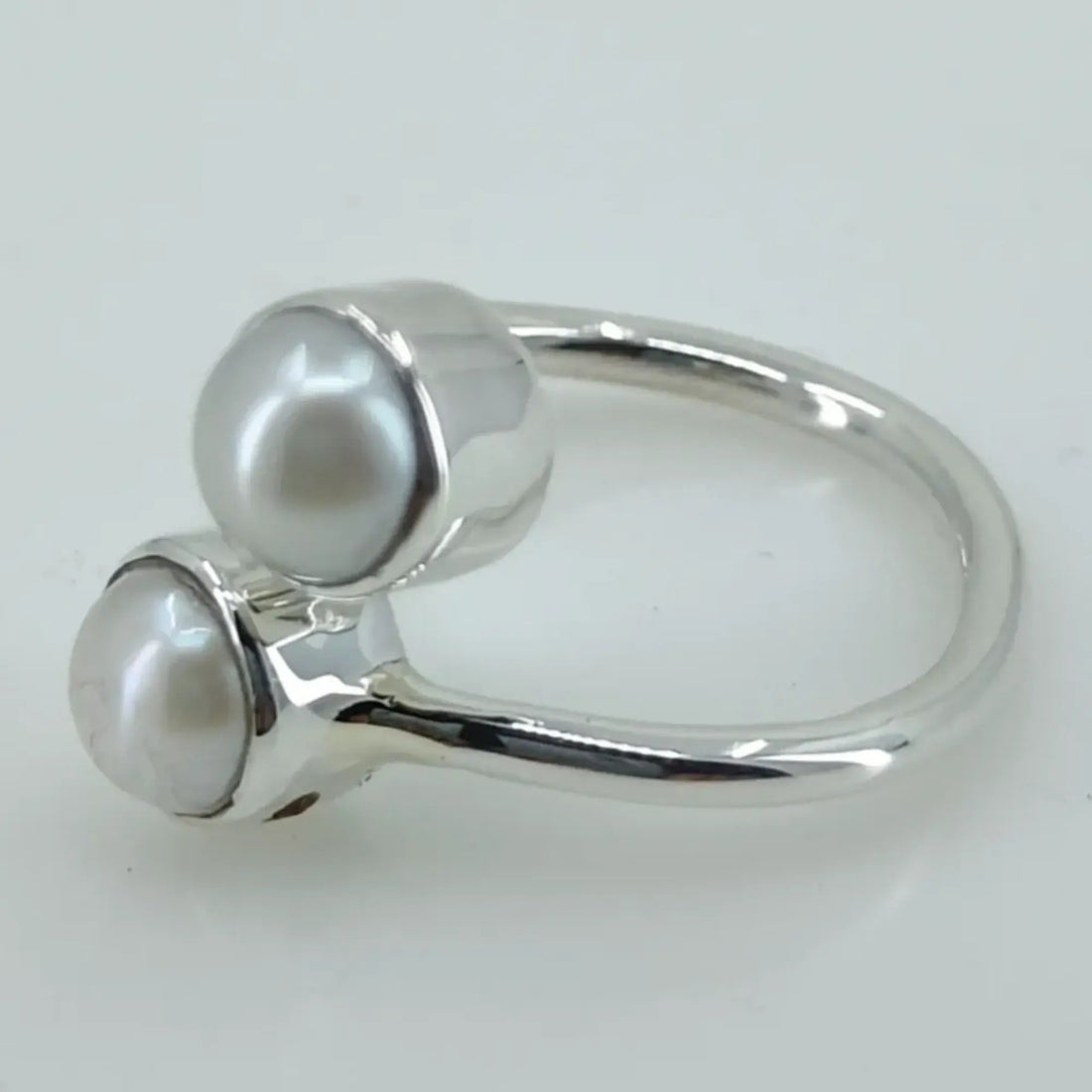 Freshwater Pearl 925 Sterling Silver Handmade Ring - Boho June Birthstone Jewelry - Perfect Gift for Her Birthday Anniversary Christmas Valentine Day