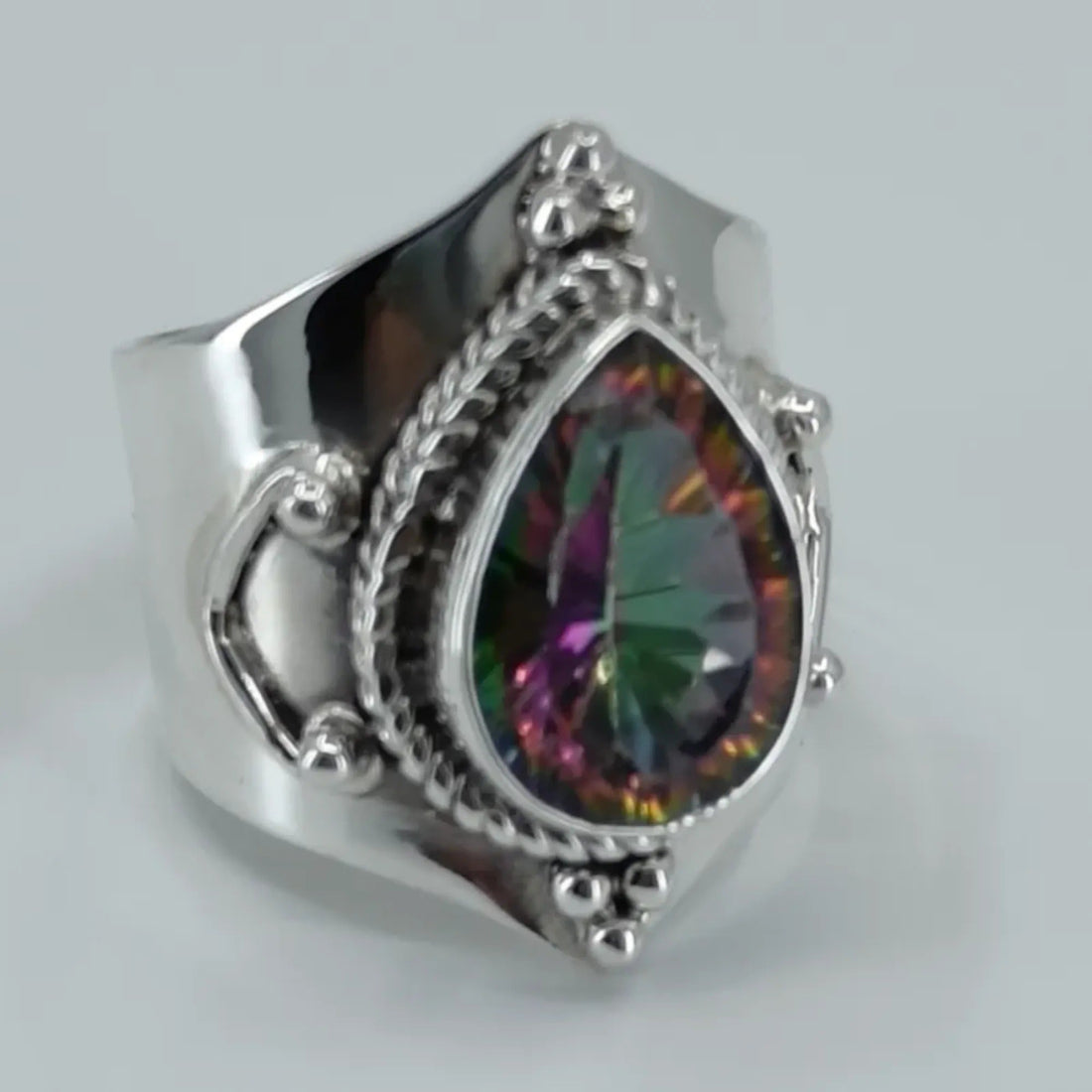 Mystic 925 Sterling Silver Handmade Ring - Boho January Birthstone Jewelry - Perfect Gift for Her Birthday Anniversary Christmas Valentine Day