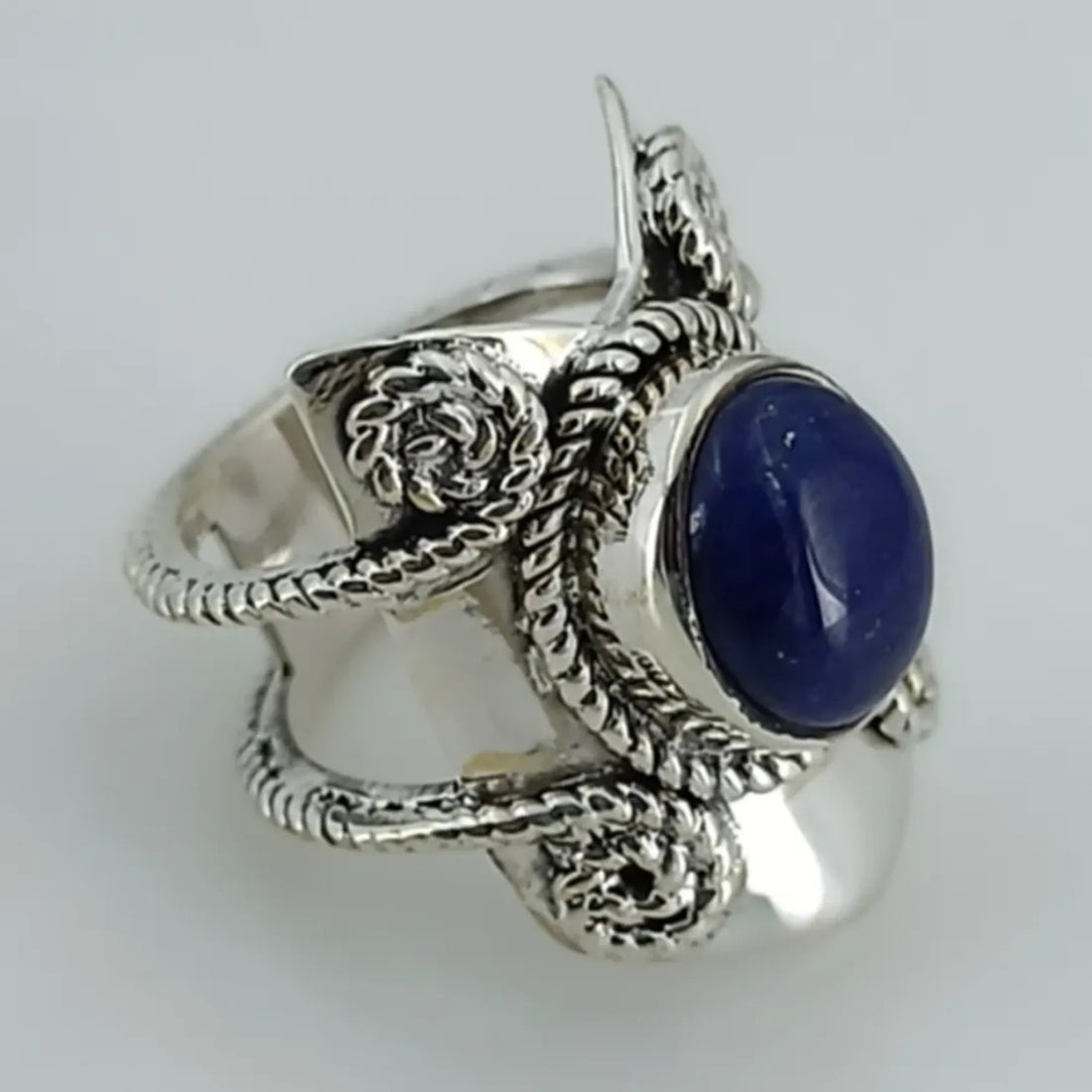 Lapis Lazuli Oval 925 Sterling Silver Handmade Ring - Boho September Birthstone Jewelry - Perfect Gift for Her Birthday Anniversary Christmas Valentine Day