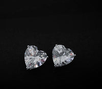 Anti Tarnish Waterproof Heart Cut American Diamond Stud Earrings for Women | Elegant CZ Solitaire Earrings | Daily Wear Jewellery Earrings for Women & Girls - Korean Western Trending Jewellery, 6 Month Guarantee