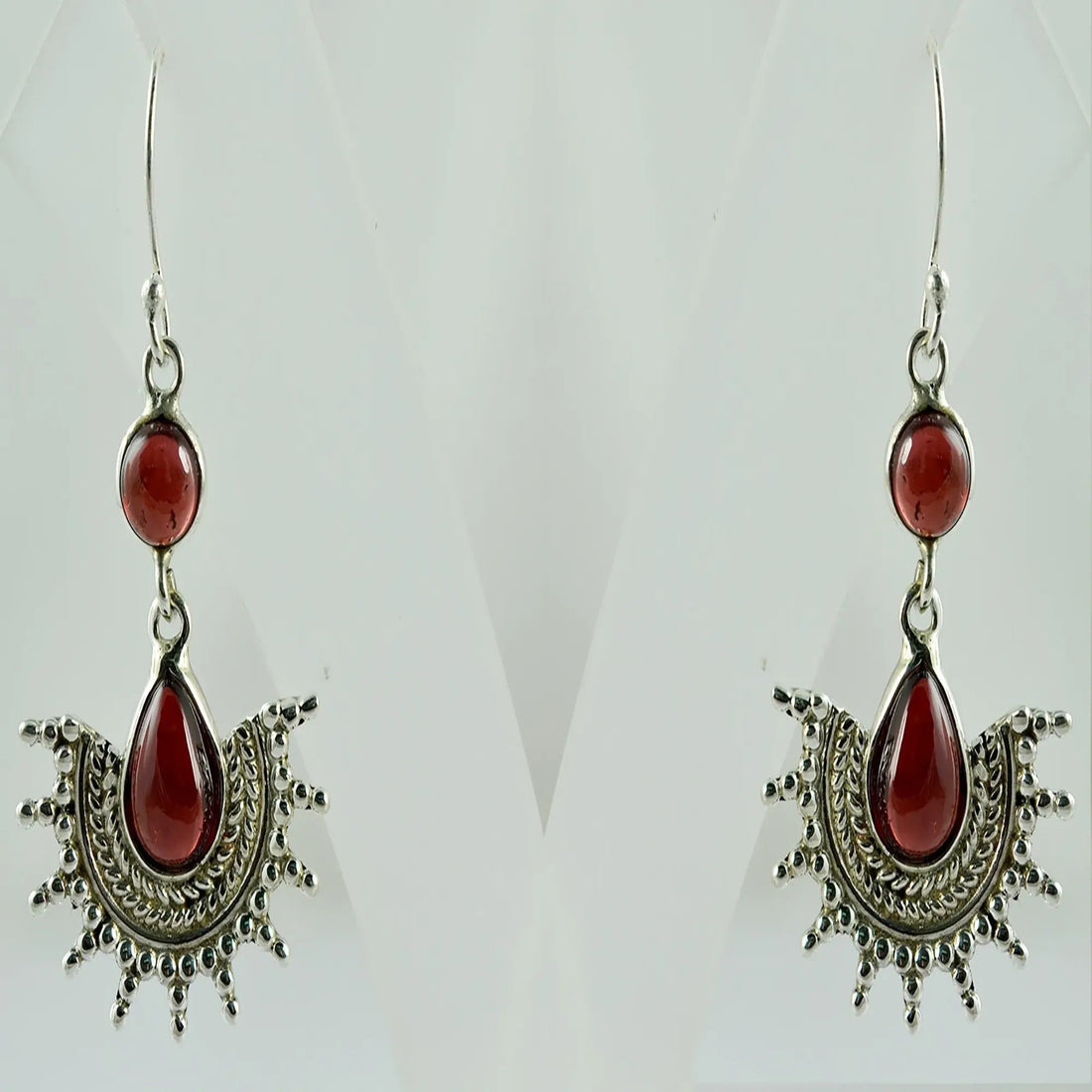 Navya Craft Garnet 925 Sterling Silver Dangle Drop Earrings Handmade Jewelry for Christmas Gift January Birthstone Boho Earrings