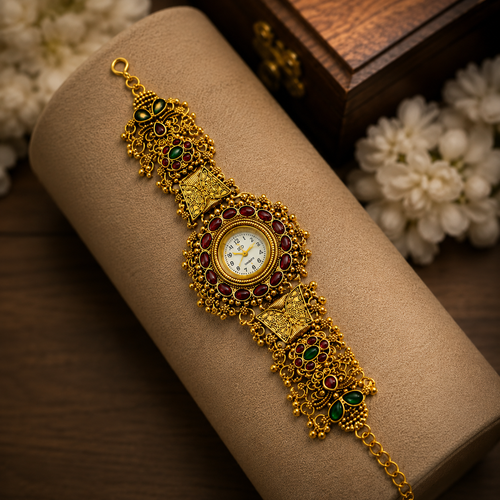 Suvarnex Kashmiri Heritage Watch for Women – Indian Vintage Heritage Watch with Kashmiri Bracelet Design | Elegant Traditional Gift Watch