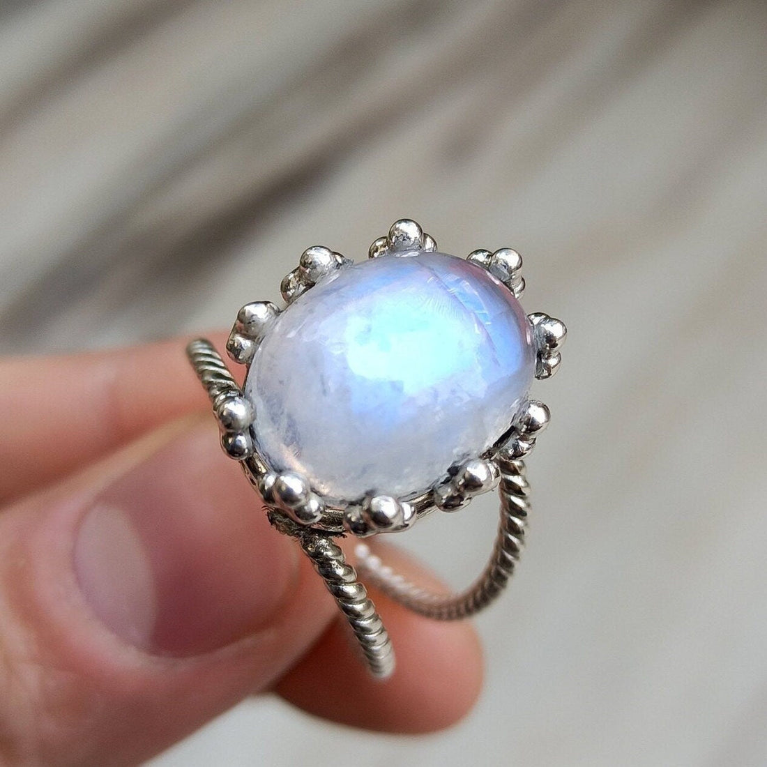 Rainbow Moonstone 925 Sterling Silver Handmade Statement Women Ring,  Gift for her, Rainbow Moonstone Silver Ring, Boho Hippie Jewelry