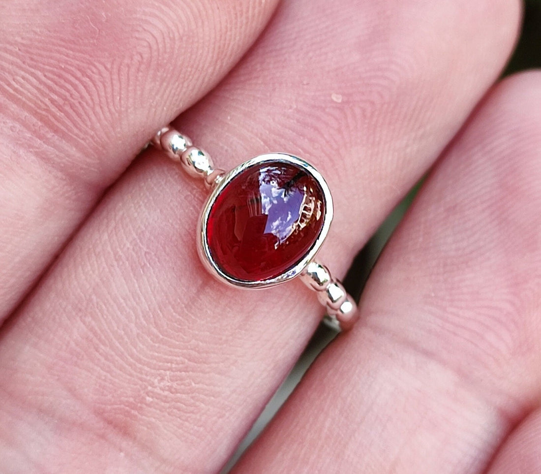 Natural Red Garnet Oval 925 Solid Sterling Silver Handmade Women Ring, Garnet Silver Ring, Garnet Gemstone Ring, Boho Ring, Gift for her