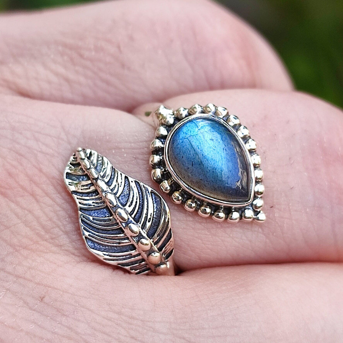 Natural Labradorite Ring, Labradorite Silver Ring, Labradorite Ring, Labradorite Statement Pearshape Ring, Labradorite Adjustable Leaf Ring