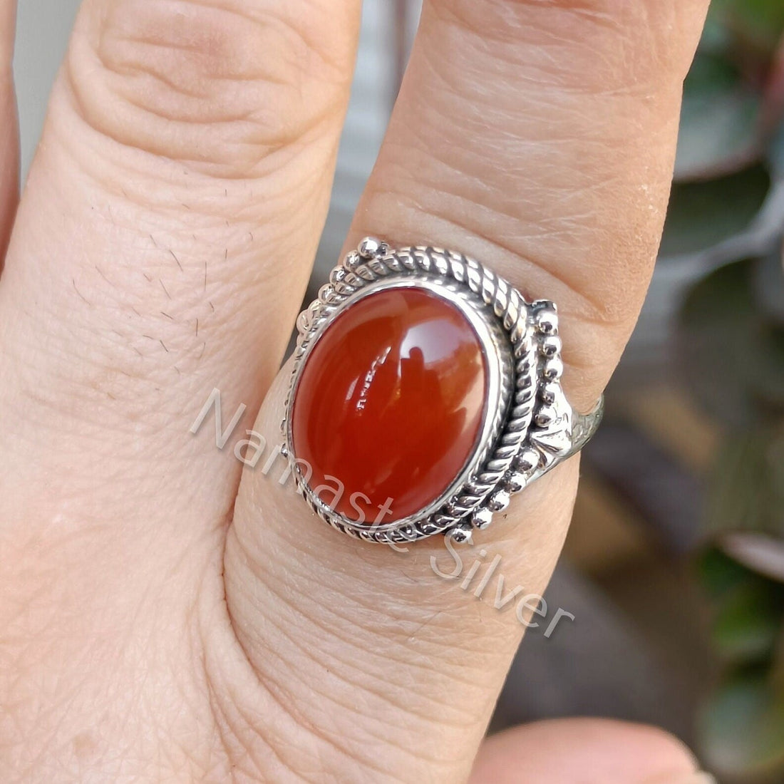 Carnelian Ring, 925 Sterling Silver Handmade Statement Ring, Natural Carnelian Oval Gemstone Boho Jewelry, Gift for Her Birthday Anniversary