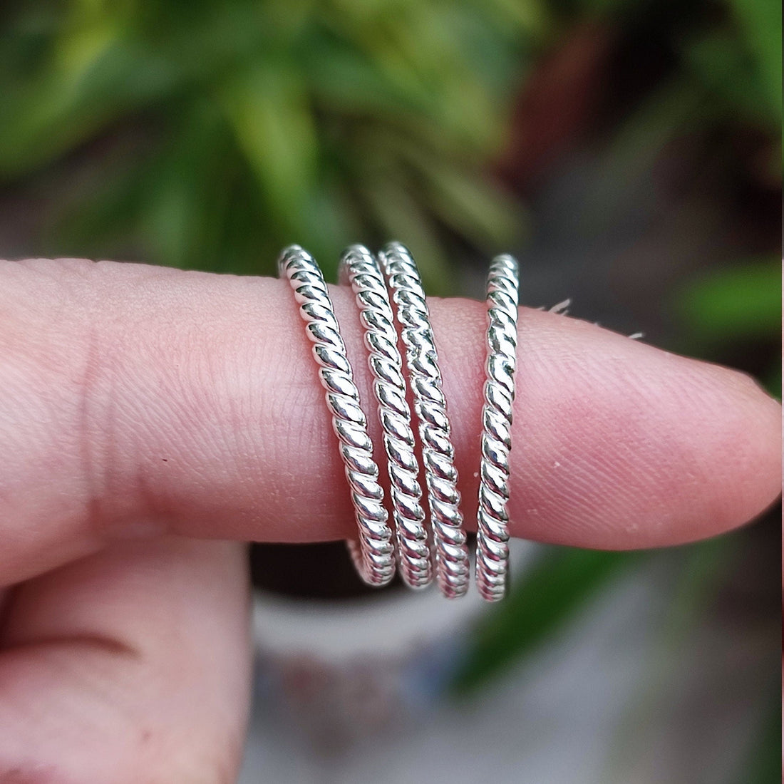 Twisted Wire Ring, 925 Sterling Silver Twisted Wire Rope Ring, Handmade Dainty Stackable Minimalist Promise Ring, Elegant Gift for Her, Him