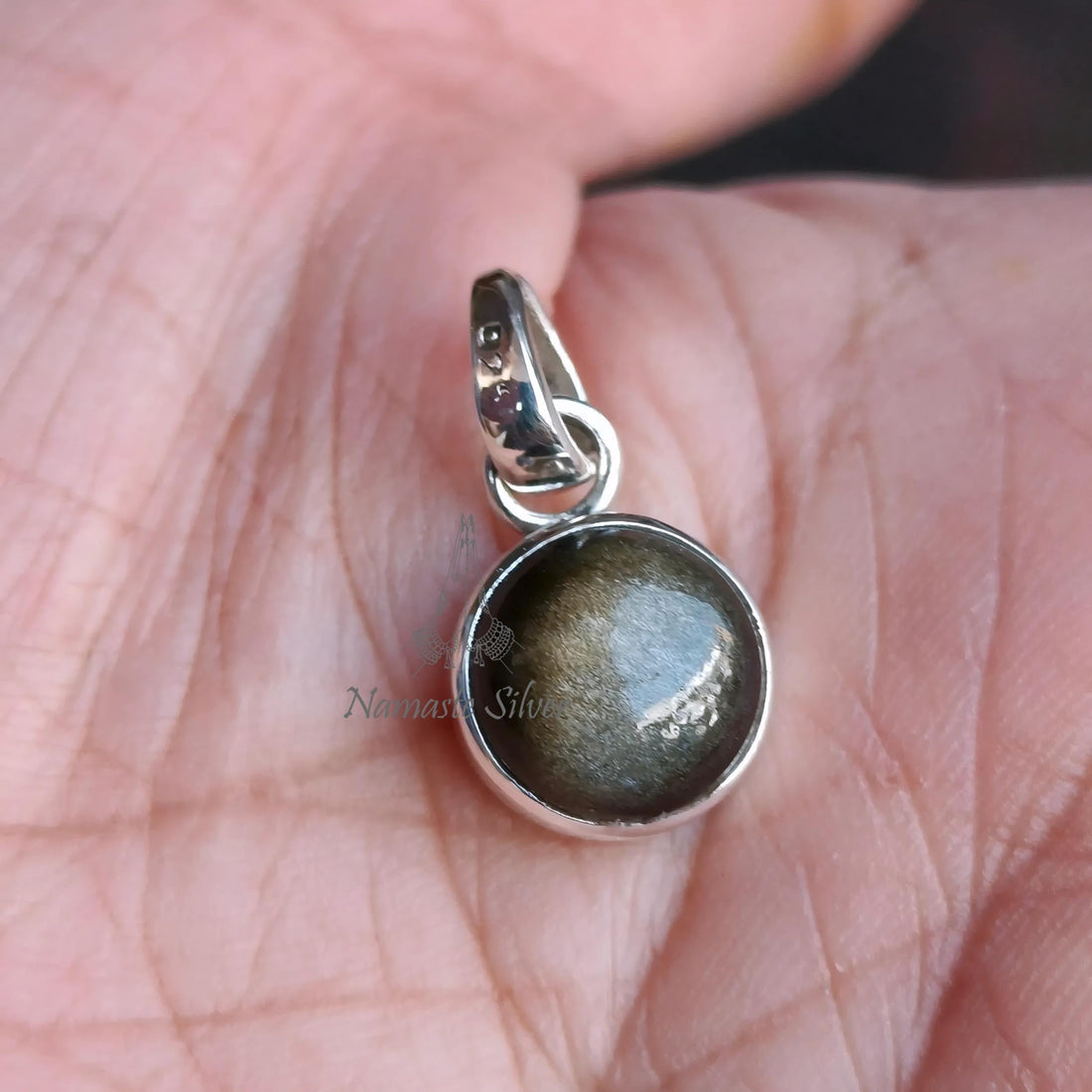 Gold Sheen Obsidian Pendant, 925 Sterling Silver Handmade Pendant, Natural Obsidian Gemstone Jewelry, Gift For Her, November Birthstone