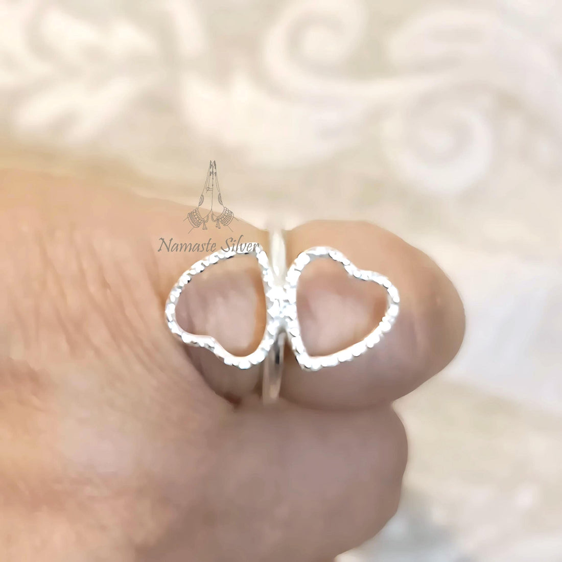 Dual Heart Ring, 925 Sterling Silver Promise Ring, Heart shape Handmade Minimalist Jewelry, Connected Heart Ring Band, Elegant Gift for Her