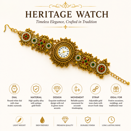 Indian Kashmiri Heritage Watch for Women – Vintage Traditional Bracelet Watch
