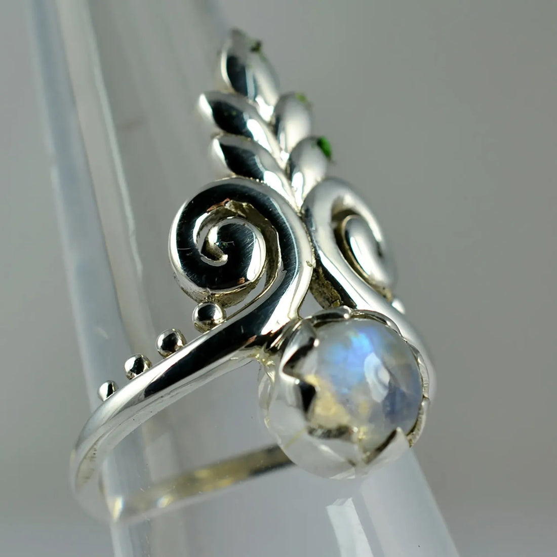 Rainbow Moonstone 925 Sterling Silver Handmade Ring - Boho June Birthstone Jewelry - Perfect Gift for Her Birthday Anniversary Christmas Valentine Day